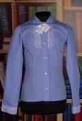 Блузка для девочки цв. синий/белый 18038